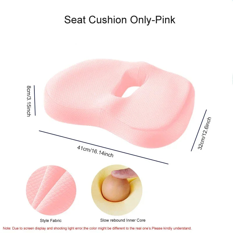 Memory Foam Seat Cushion™ Waist Back Support Pillow Set Orthopedic Ergonomic Coccyx Relief Hip Lumbar Pad