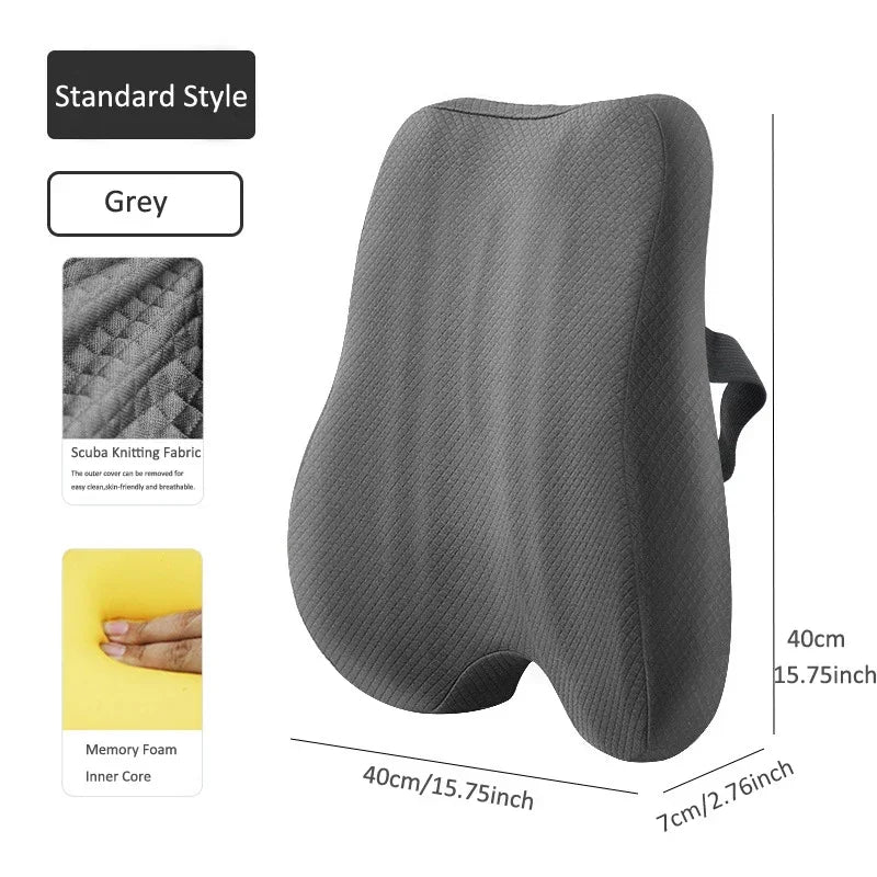 Memory Foam Seat Cushion™ Waist Back Support Pillow Set Orthopedic Ergonomic Coccyx Relief Hip Lumbar Pad