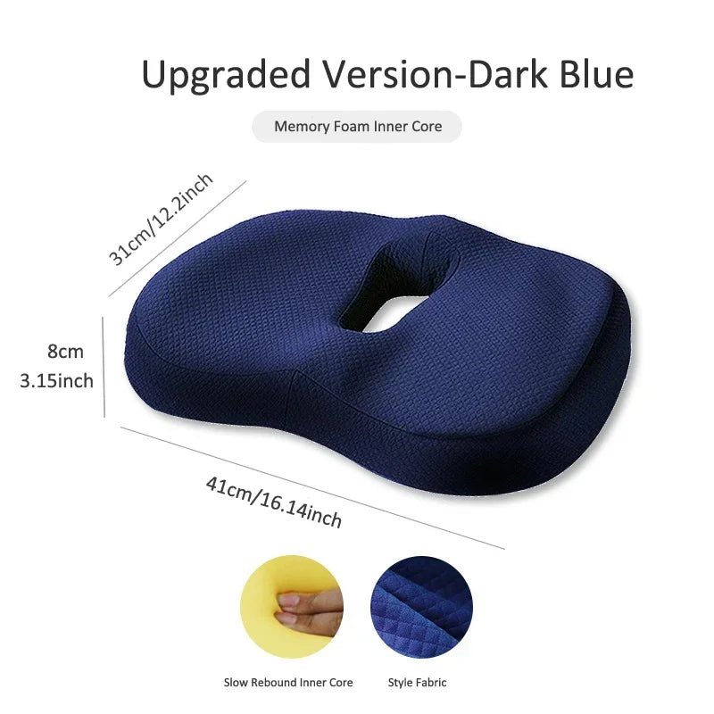 Memory Foam Seat Cushion™ Waist Back Support Pillow Set Orthopedic Ergonomic Coccyx Relief Hip Lumbar Pad