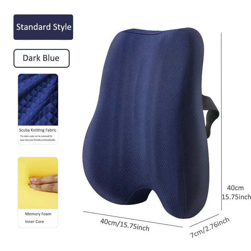 Memory Foam Seat Cushion™ Waist Back Support Pillow Set Orthopedic Ergonomic Coccyx Relief Hip Lumbar Pad